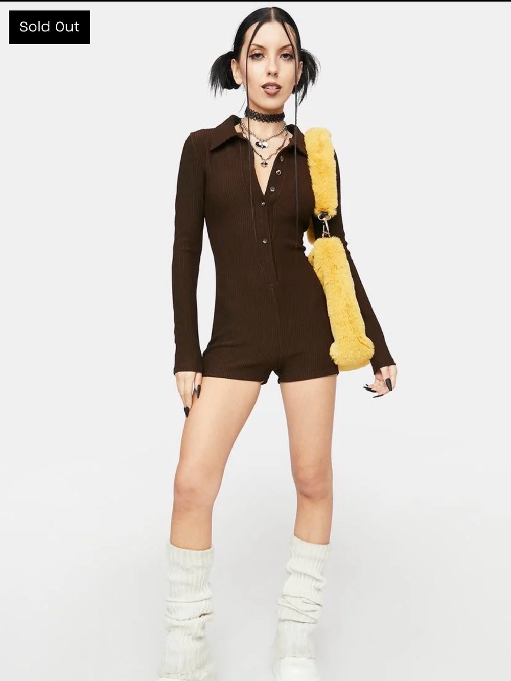 Edikted KELSY RIBBED ROMPER in XS